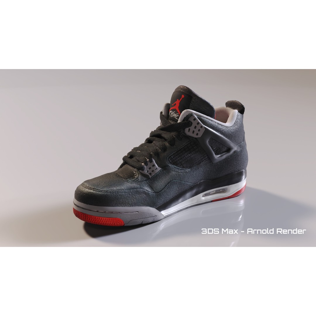 Nike Air Jordan 4 Low-Poly 3D Model – Game Ready PBR Asset, FBX, OBJ - View 10