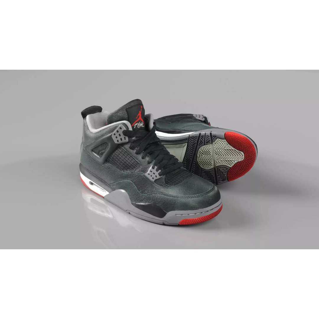 Nike Air Jordan 4 Low-Poly 3D Model – Game Ready PBR Asset, FBX, OBJ - View 2