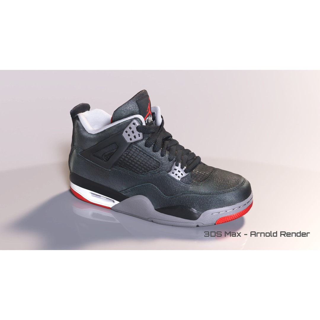 Nike Air Jordan 4 Low-Poly 3D Model – Game Ready PBR Asset, FBX, OBJ - View 3