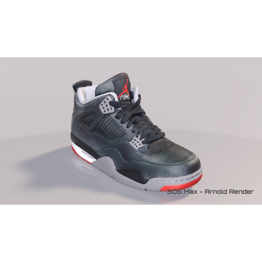 Nike Air Jordan 4 Low-Poly 3D Model – Game Ready PBR Asset, FBX, OBJ - View 4