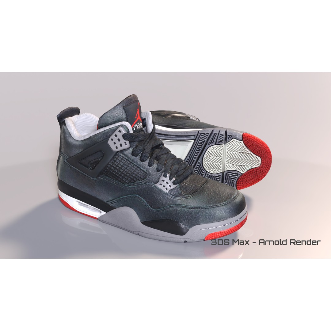 Nike Air Jordan 4 Low-Poly 3D Model – Game Ready PBR Asset, FBX, OBJ - View 5