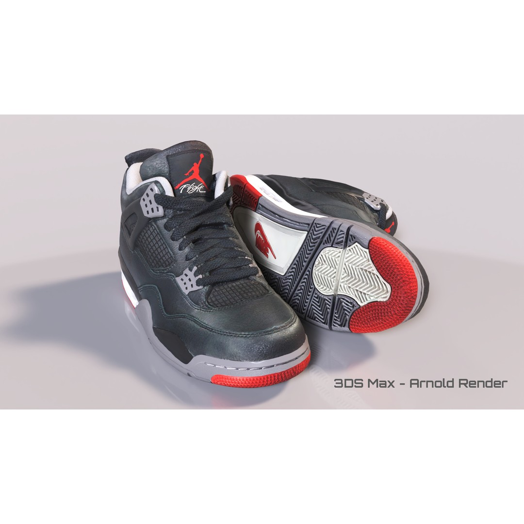Nike Air Jordan 4 Low-Poly 3D Model – Game Ready PBR Asset, FBX, OBJ - View 6