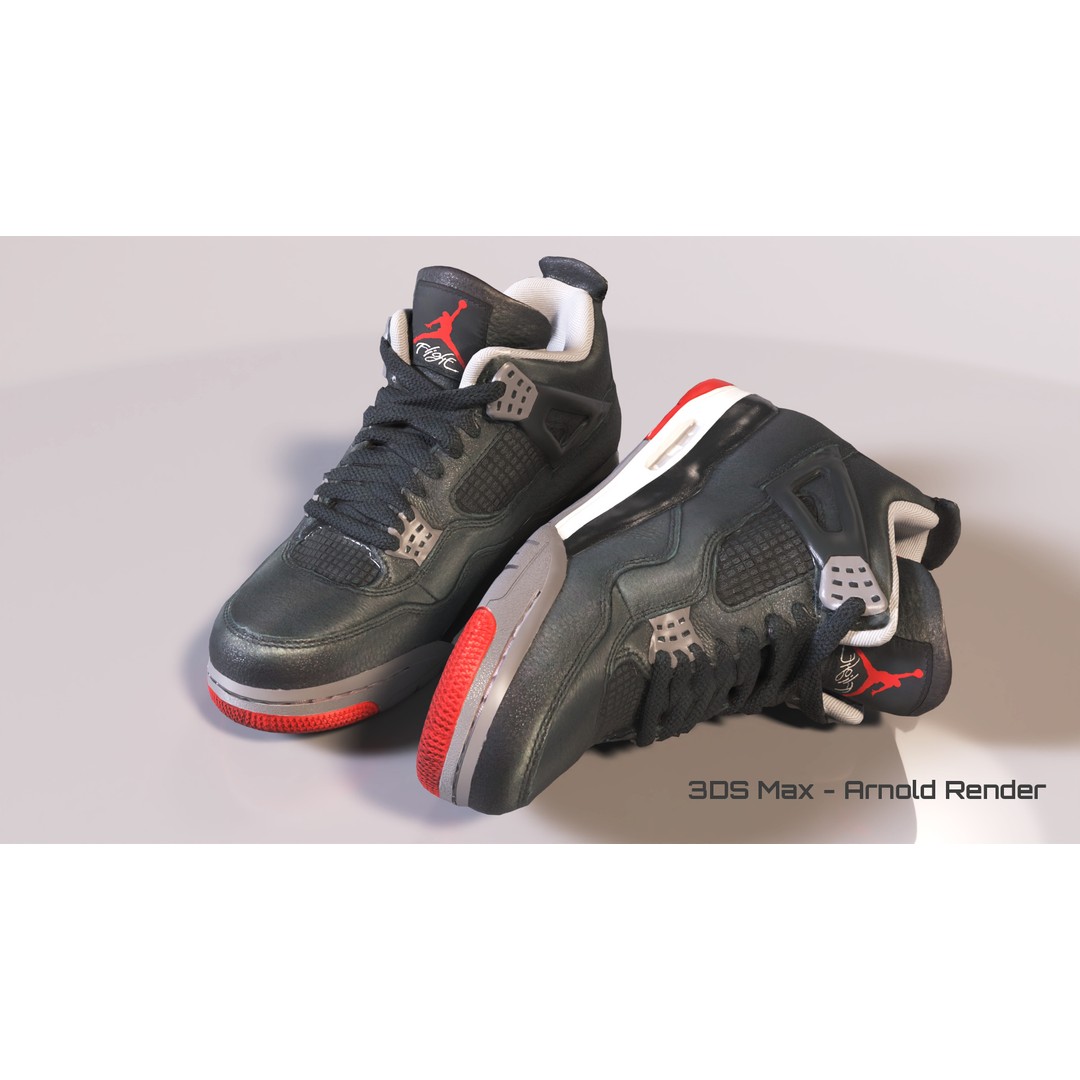Nike Air Jordan 4 Low-Poly 3D Model – Game Ready PBR Asset, FBX, OBJ - View 7