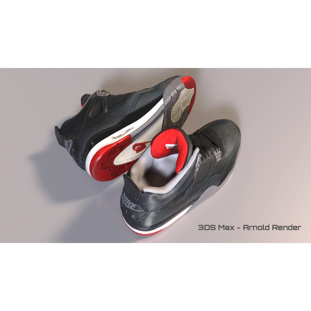Nike Air Jordan 4 Low-Poly 3D Model – Game Ready PBR Asset, FBX, OBJ - View 9
