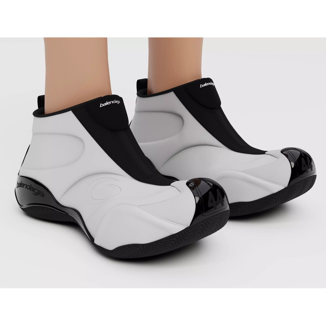 Balenciaga Basketball Sneakers 3D Model – Low Poly Game Asset, FBX - View 3