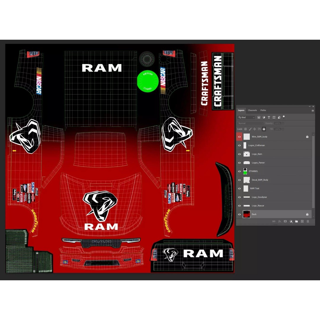 Nascar Truck RAM 2026 3D Model – Low Poly Game Asset, FBX, OBJ - View 16