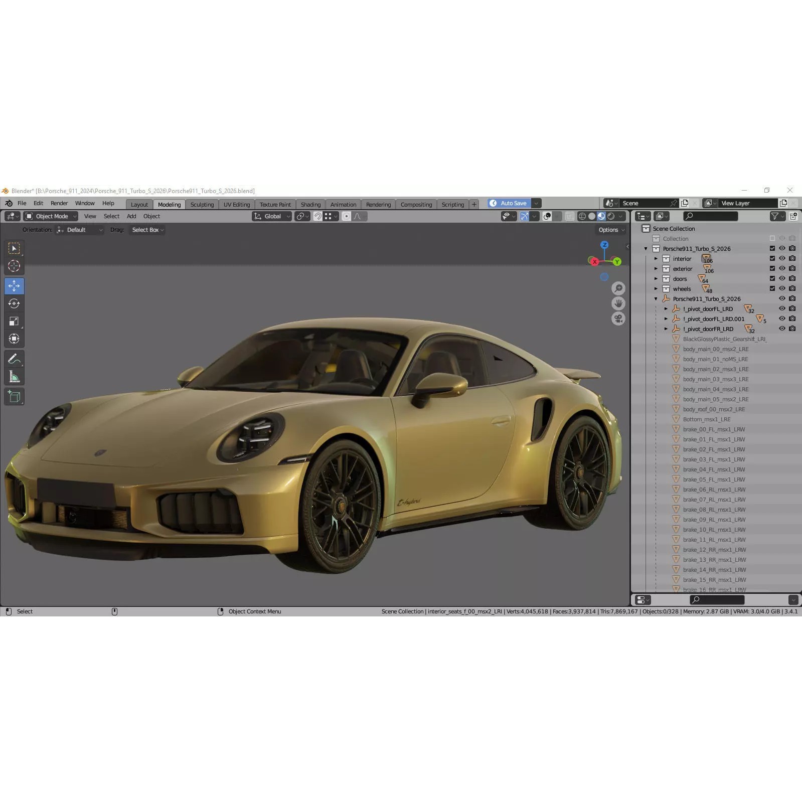 Porsche 911 Turbo S 2026 - Game-Ready 3D Model - View 45