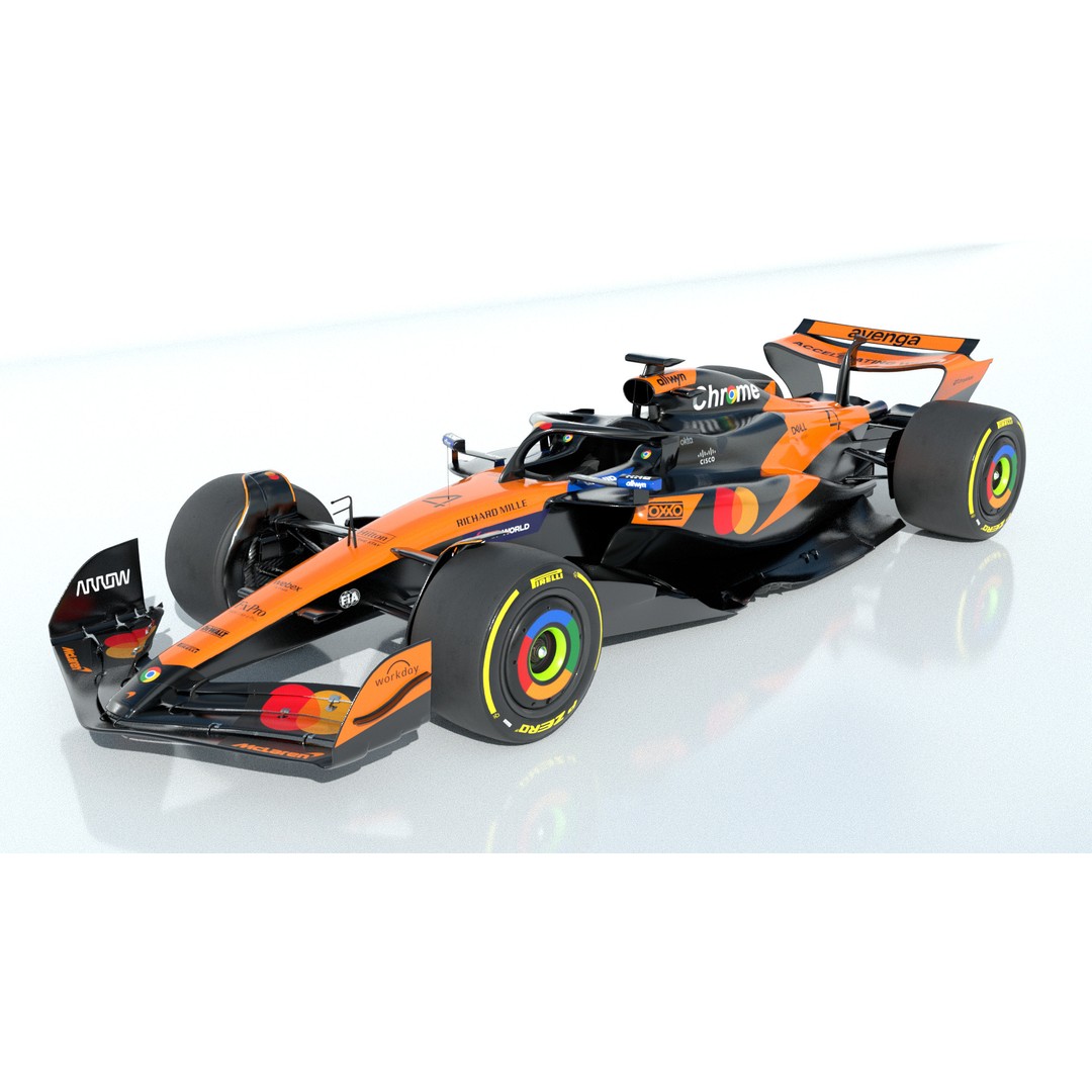McLaren MCL-39 3D Model – Low Poly Racing Car, FBX, OBJ, Blender - View 4