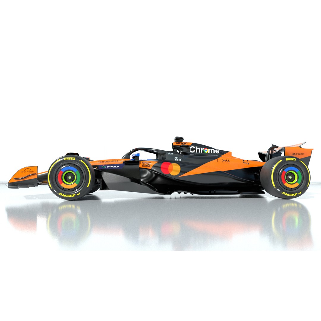 McLaren MCL-39 3D Model – Low Poly Racing Car, FBX, OBJ, Blender - View 6