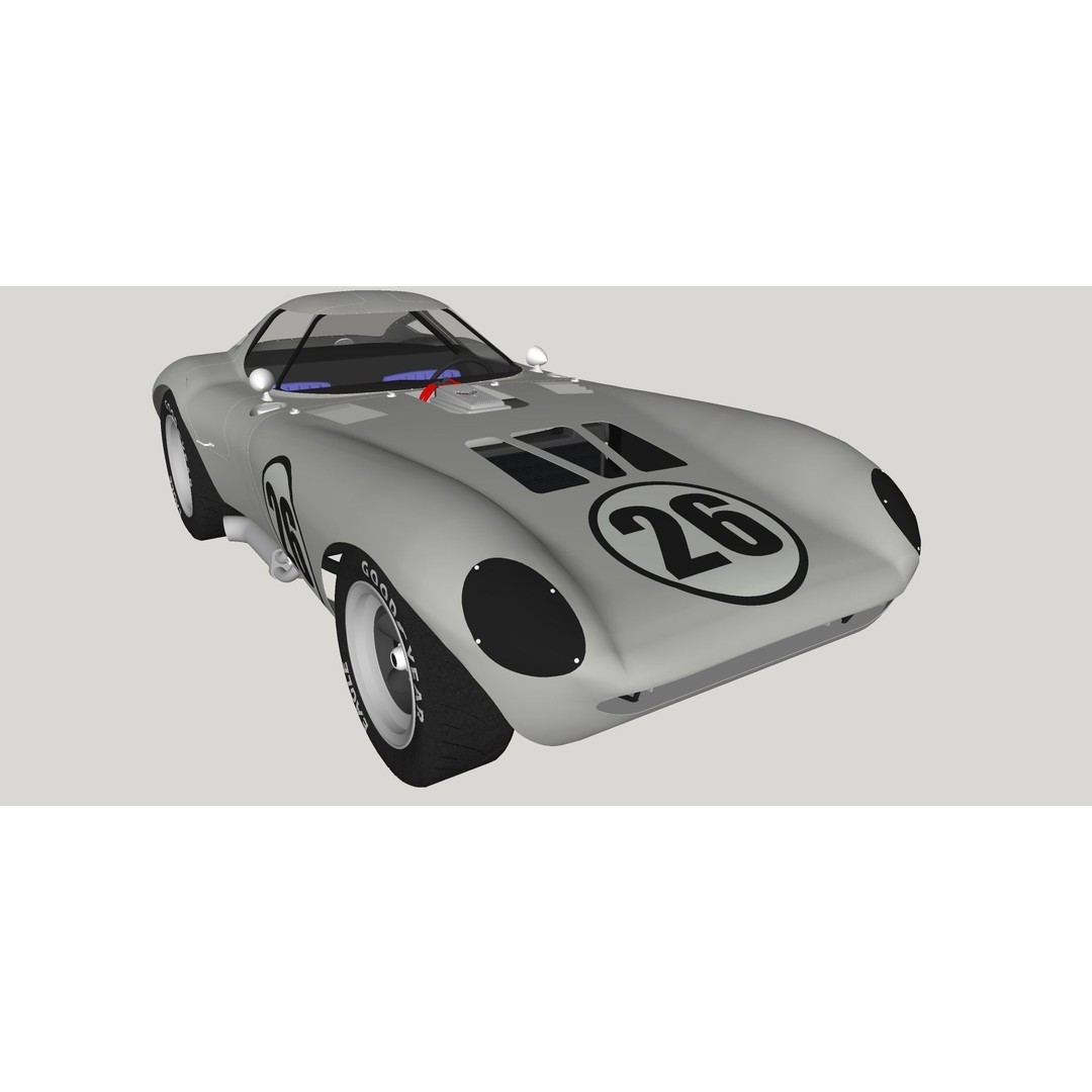 Chevrolet Cheetah 1964 3D Model – High Poly Antique Racing Car, FBX - View 12