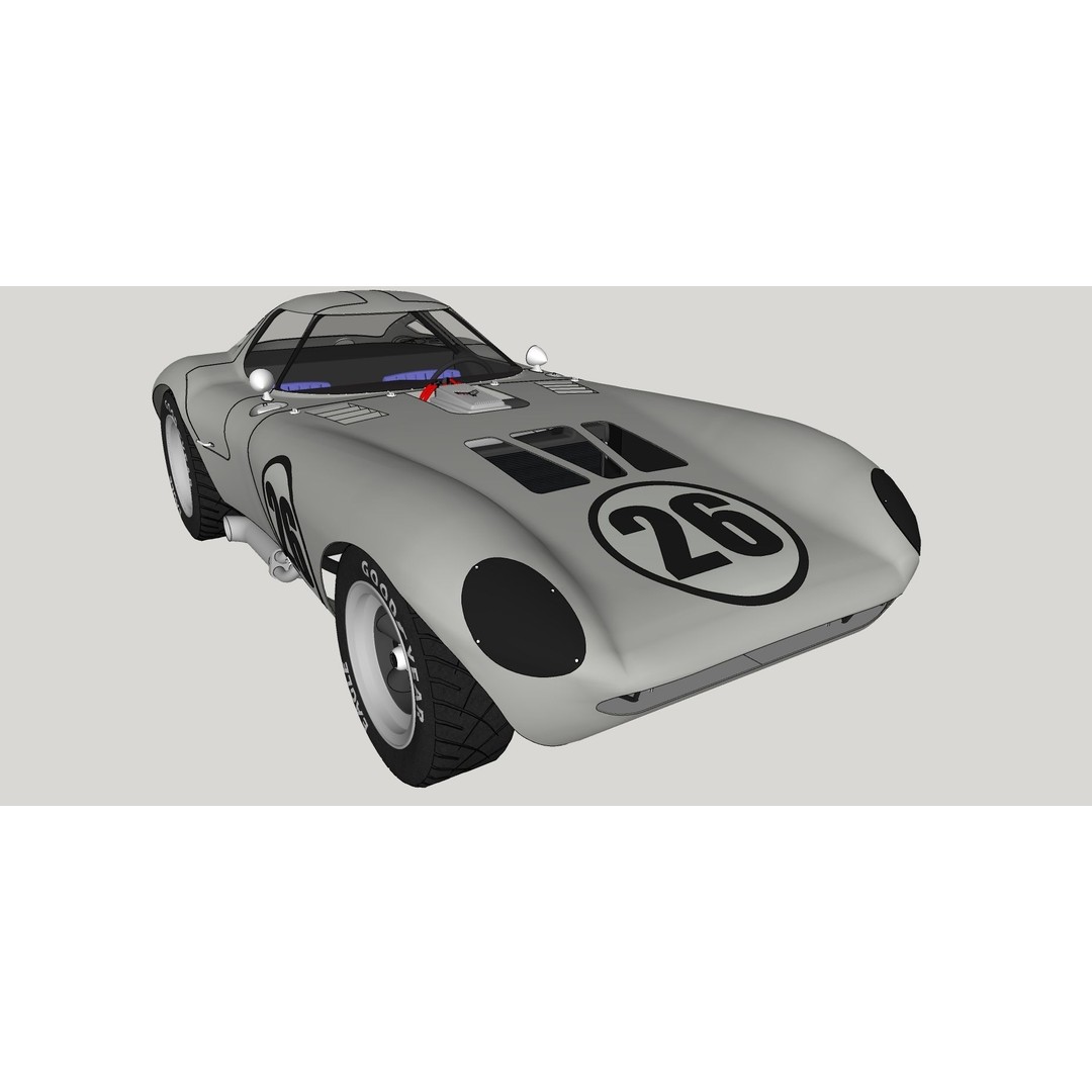 Chevrolet Cheetah 1964 3D Model – High Poly Antique Racing Car, FBX - View 13