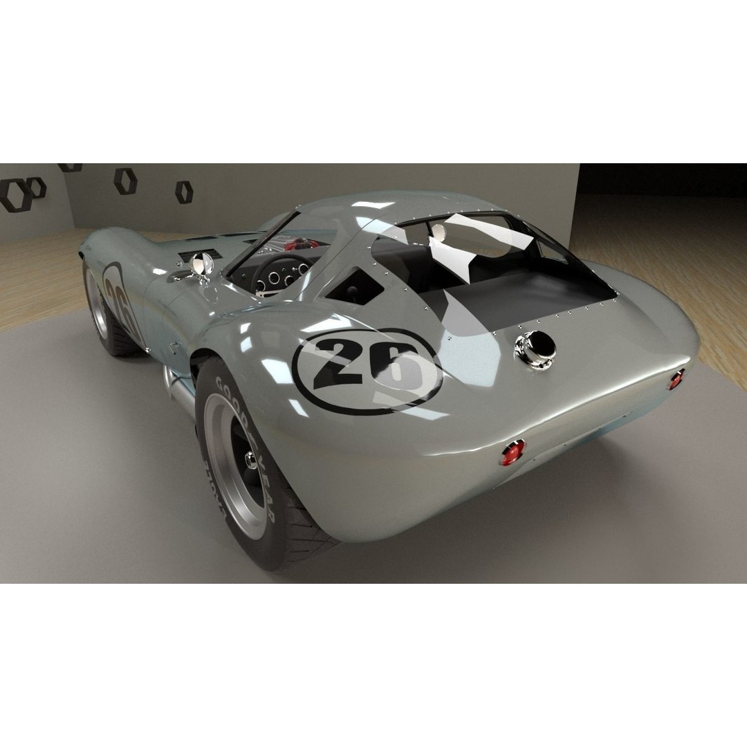 Chevrolet Cheetah 1964 3D Model – High Poly Antique Racing Car, FBX - View 3