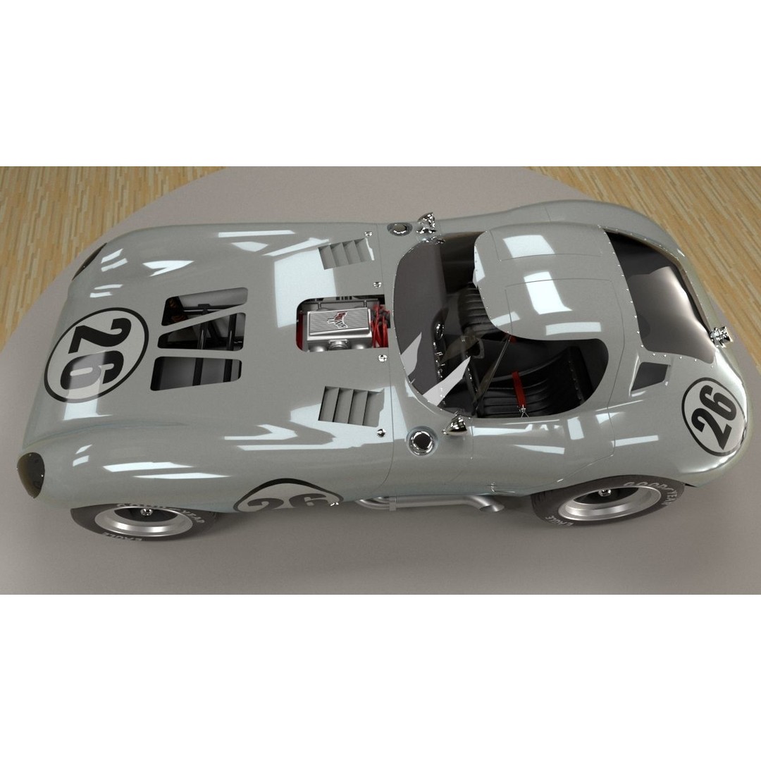 Chevrolet Cheetah 1964 3D Model – High Poly Antique Racing Car, FBX - View 7