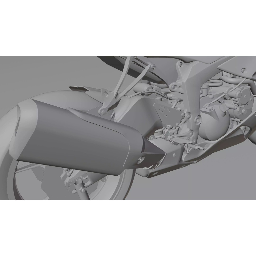 Kawasaki Ninja ZX-6R 2020 3D Model – Low Poly, Rigged, PBR, Blender - View 26