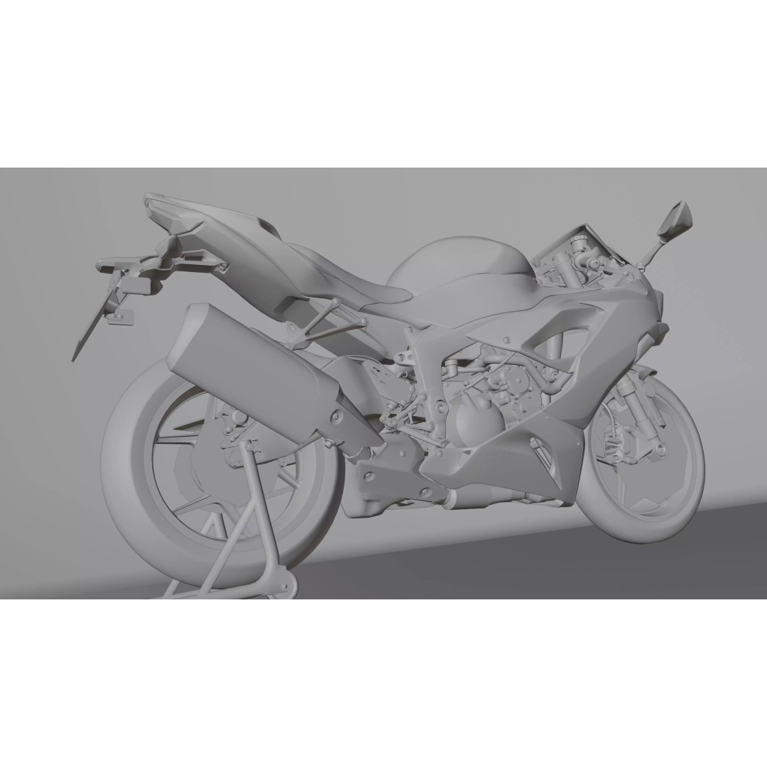 Kawasaki Ninja ZX-6R 2020 3D Model – Low Poly, Rigged, PBR, Blender - View 28