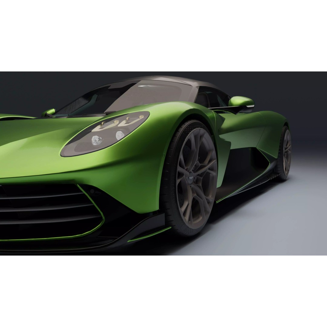 Aston Martin Valhalla 3D Model – Low Poly Rigged Car, Blender, FBX - View 10