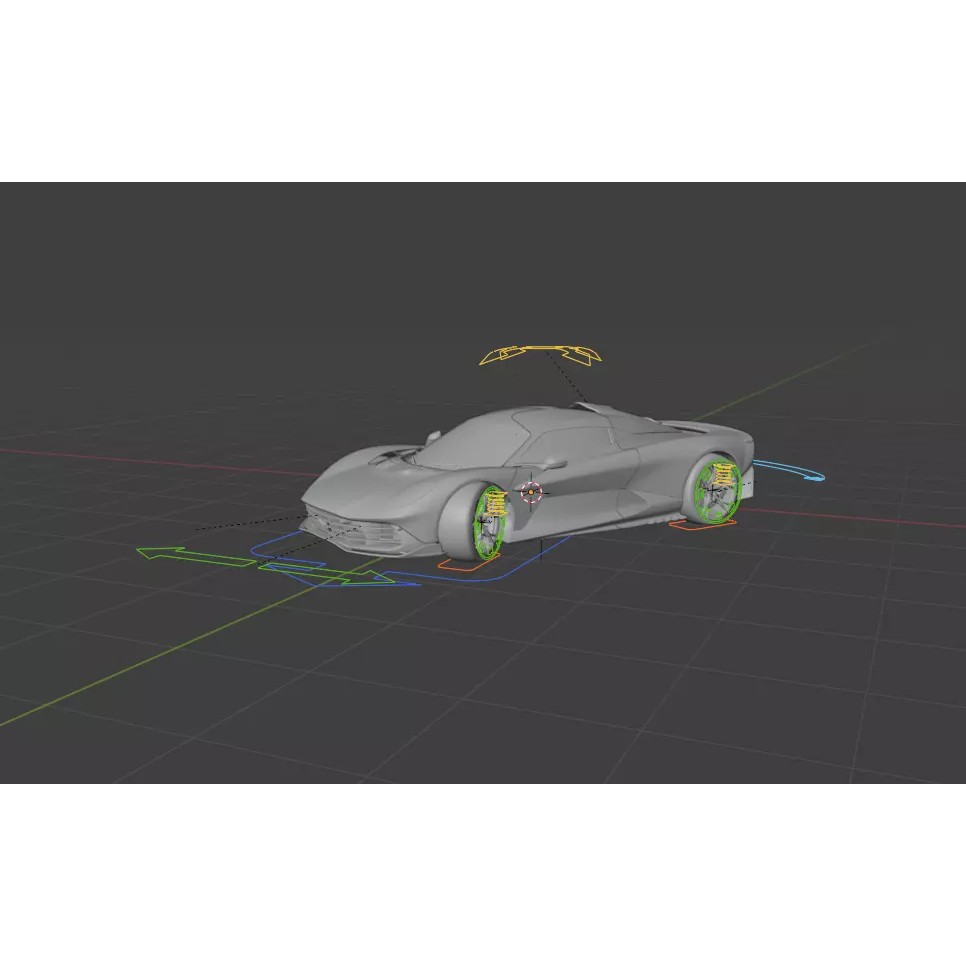 Aston Martin Valhalla 3D Model – Low Poly Rigged Car, Blender, FBX - View 8