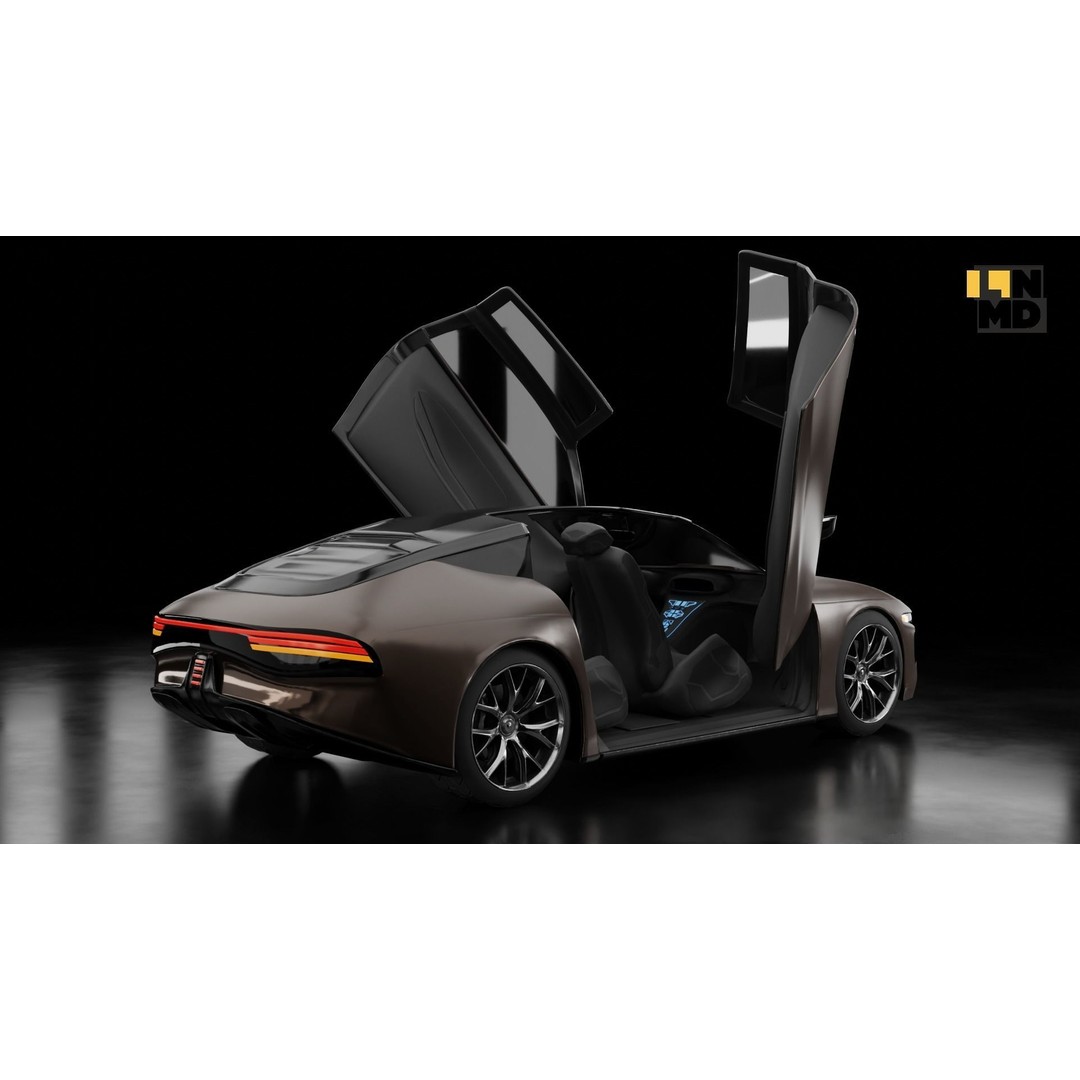 Futuristic Cars 3D Model – Generic Design with Multiple Doors, FBX/OBJ - View 16