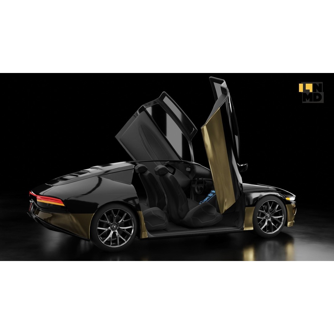 Futuristic Cars 3D Model – Generic Design with Multiple Doors, FBX/OBJ - View 17