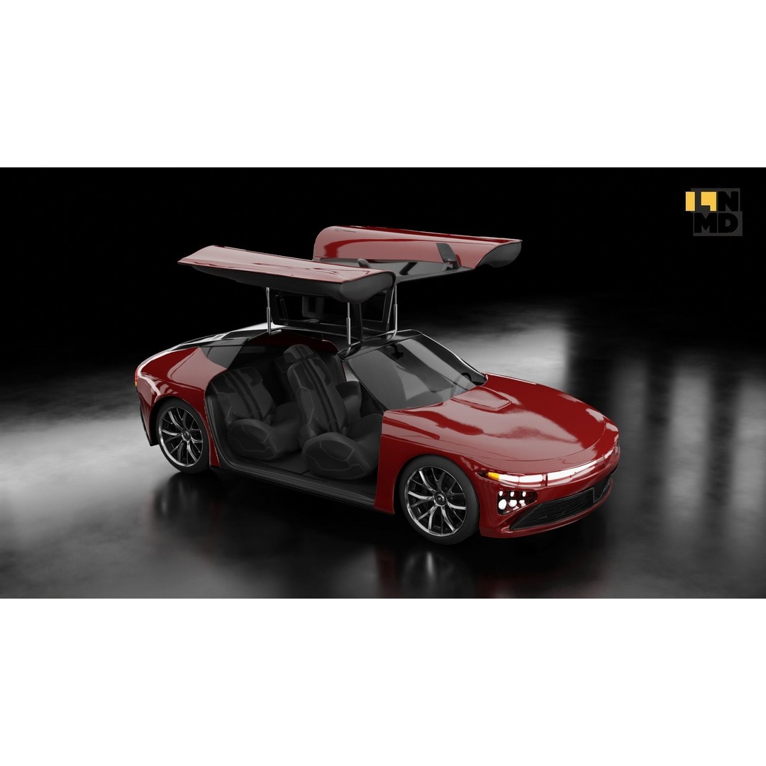 Futuristic Cars 3D Model – Generic Design with Multiple Doors, FBX/OBJ - View 23