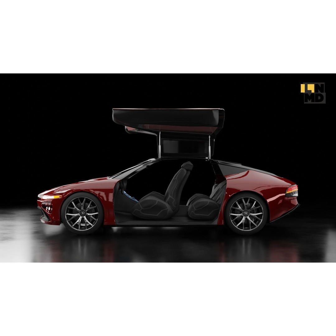 Futuristic Cars 3D Model – Generic Design with Multiple Doors, FBX/OBJ - View 24