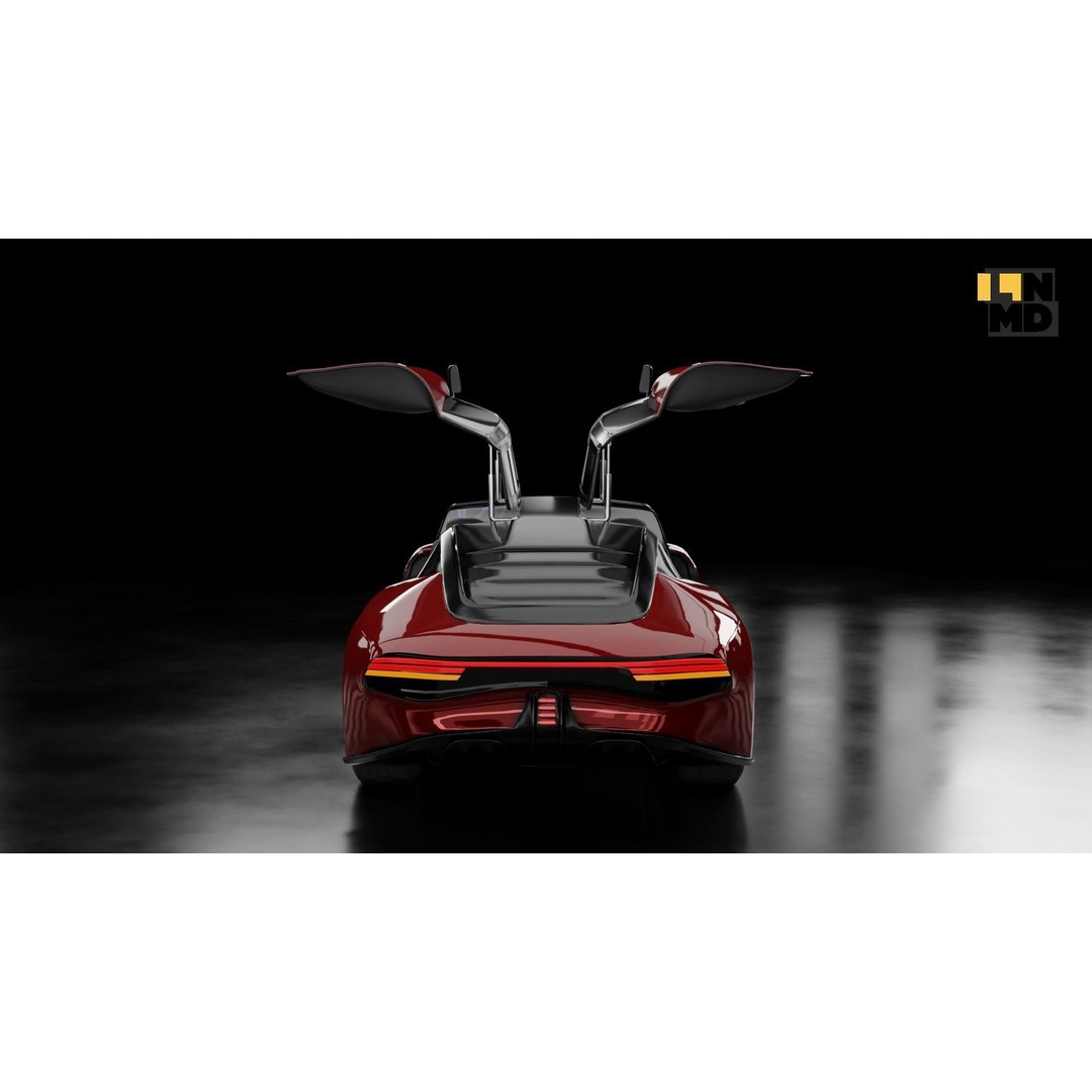 Futuristic Cars 3D Model – Generic Design with Multiple Doors, FBX/OBJ - View 25