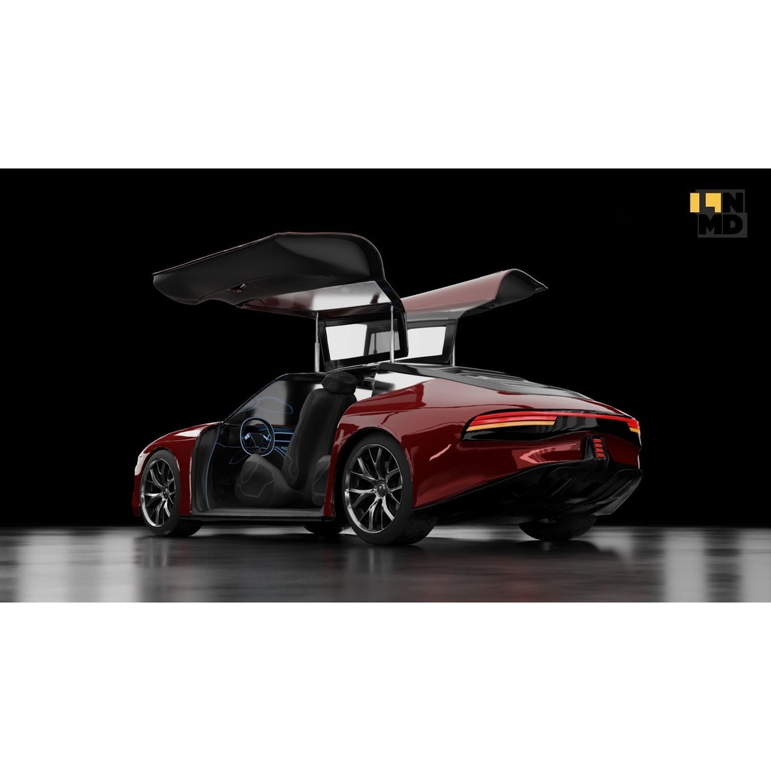 Futuristic Cars 3D Model – Generic Design with Multiple Doors, FBX/OBJ - View 28