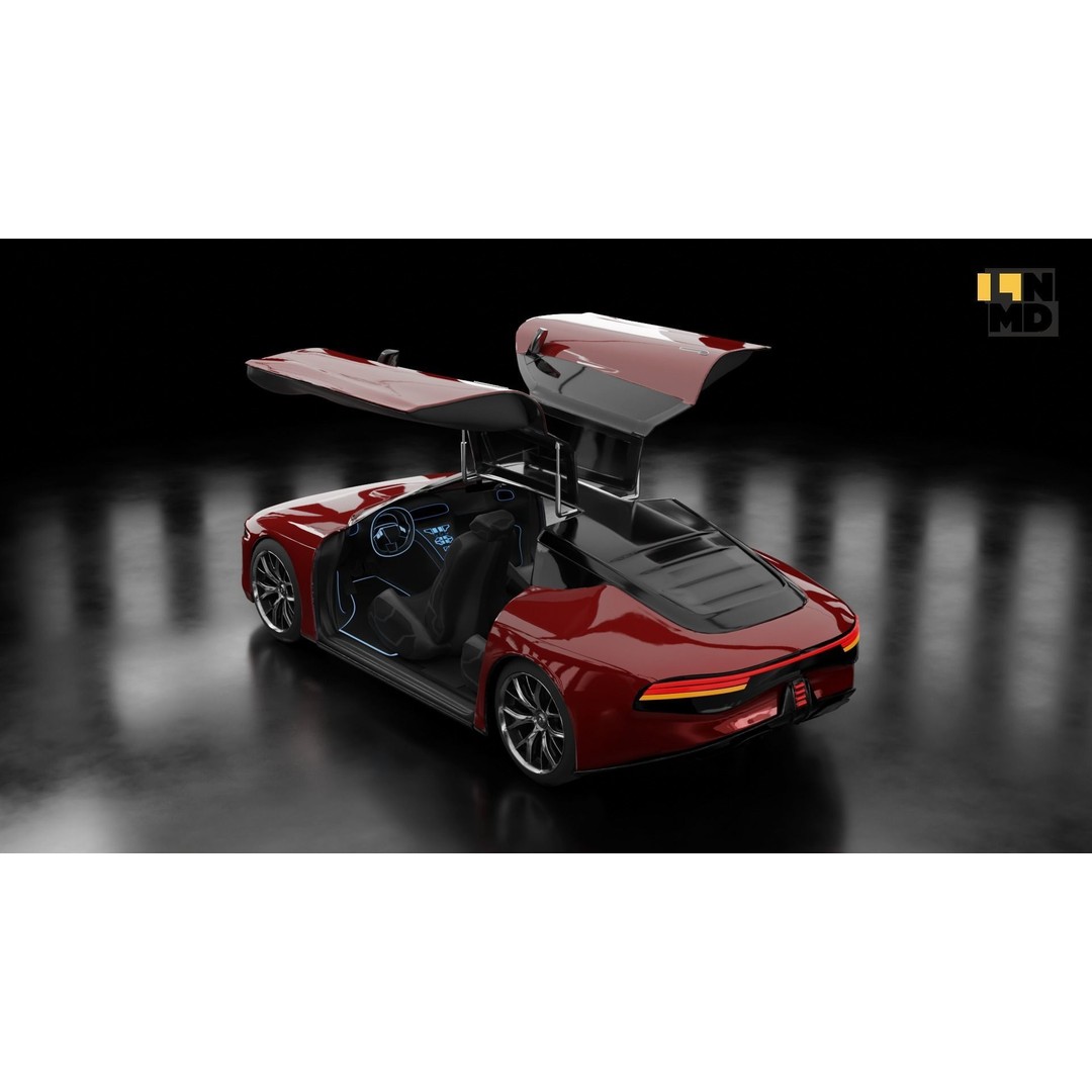 Futuristic Cars 3D Model – Generic Design with Multiple Doors, FBX/OBJ - View 29
