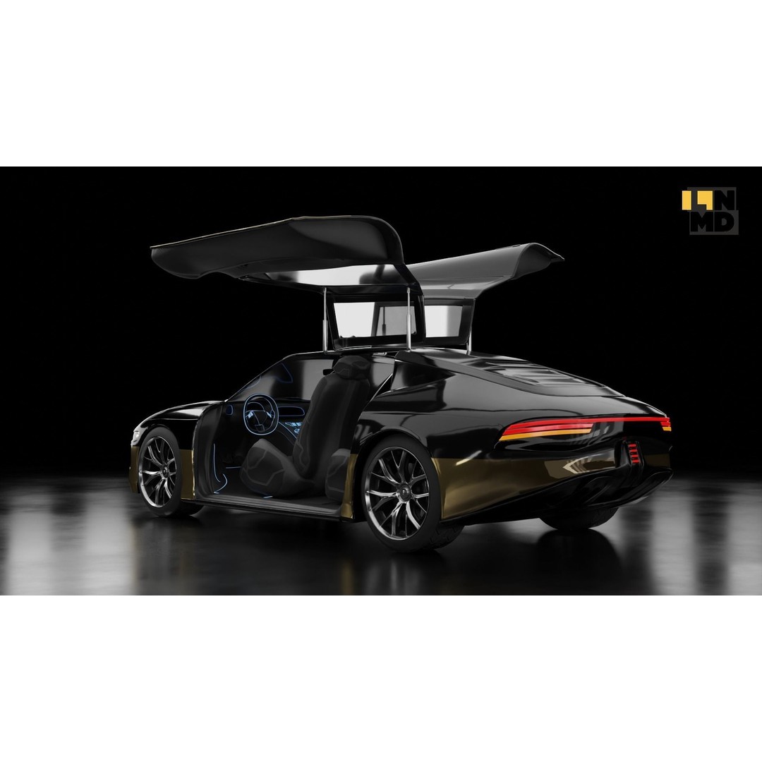 Futuristic Cars 3D Model – Generic Design with Multiple Doors, FBX/OBJ - View 30
