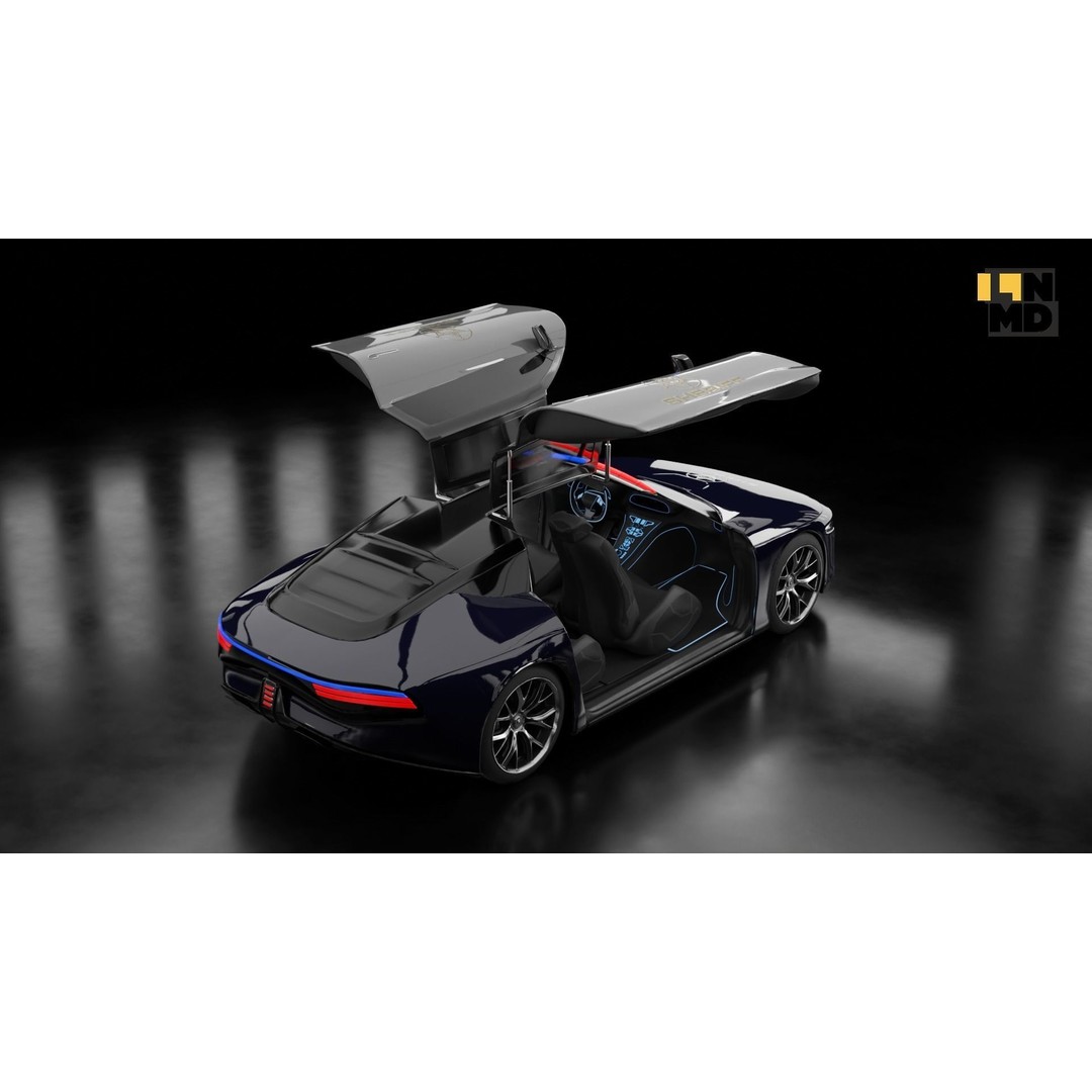 Futuristic Cars 3D Model – Generic Design with Multiple Doors, FBX/OBJ - View 39