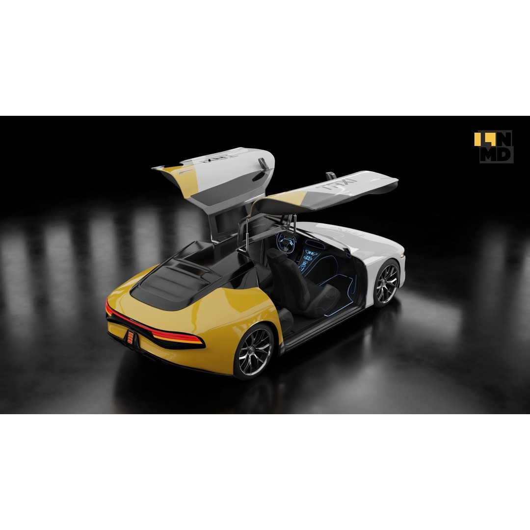Futuristic Cars 3D Model – Generic Design with Multiple Doors, FBX/OBJ - View 54