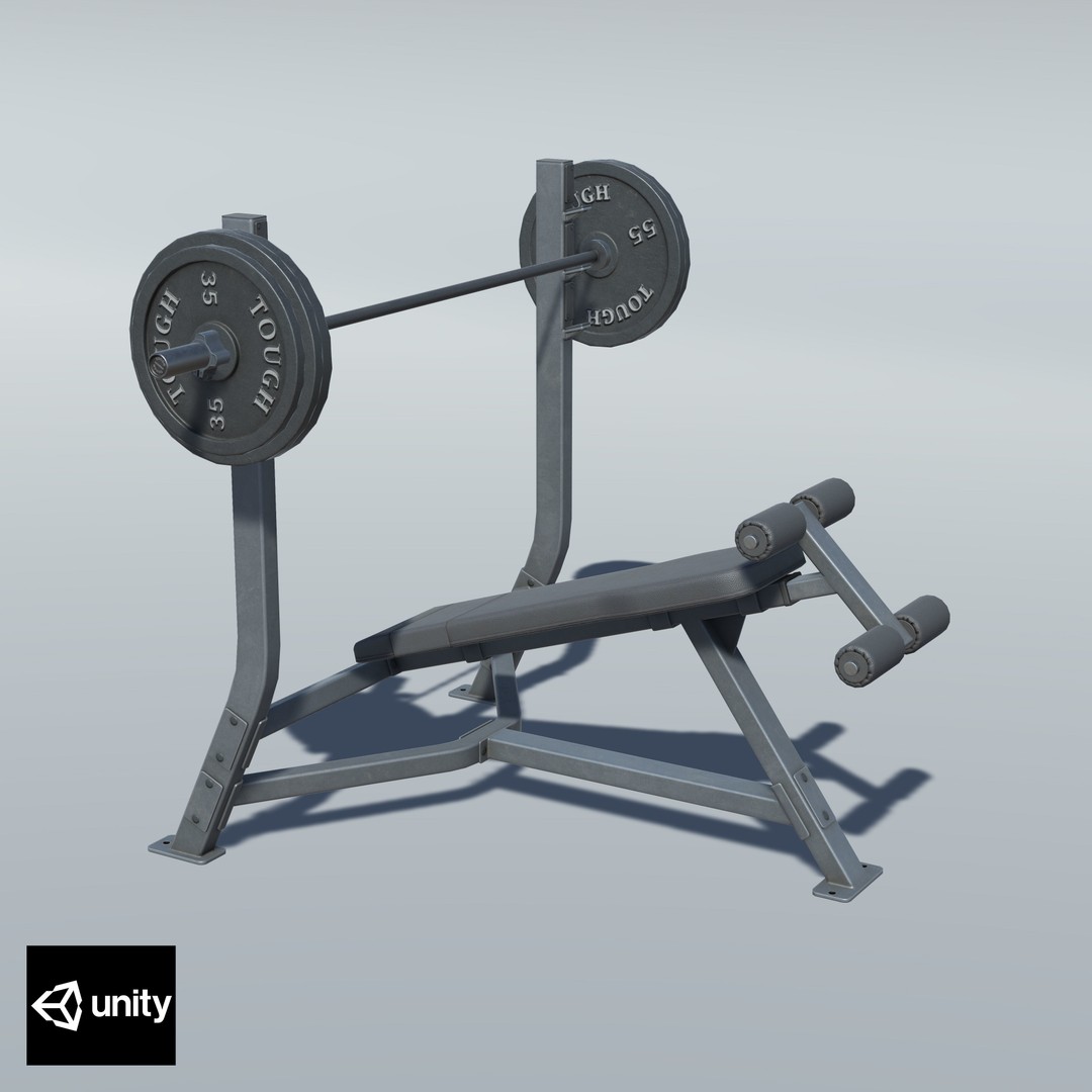 Incline Bench 3D Model – Low Poly Game Asset, FBX & OBJ Formats