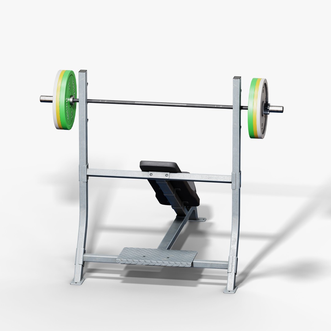 Incline Bench 3D Model – Low Poly Game Asset, FBX & OBJ Formats - View 12