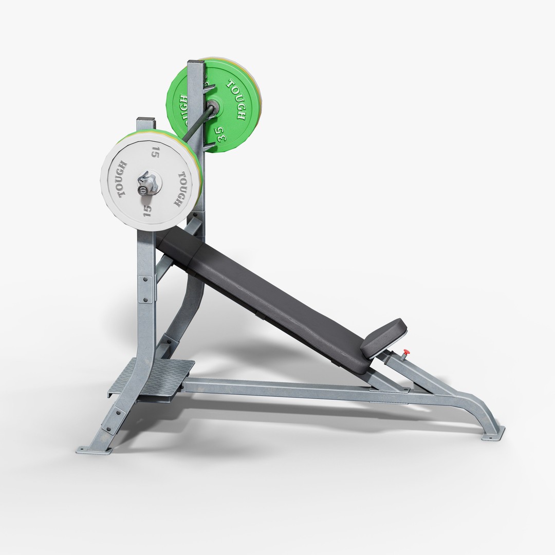 Incline Bench 3D Model – Low Poly Game Asset, FBX & OBJ Formats - View 15