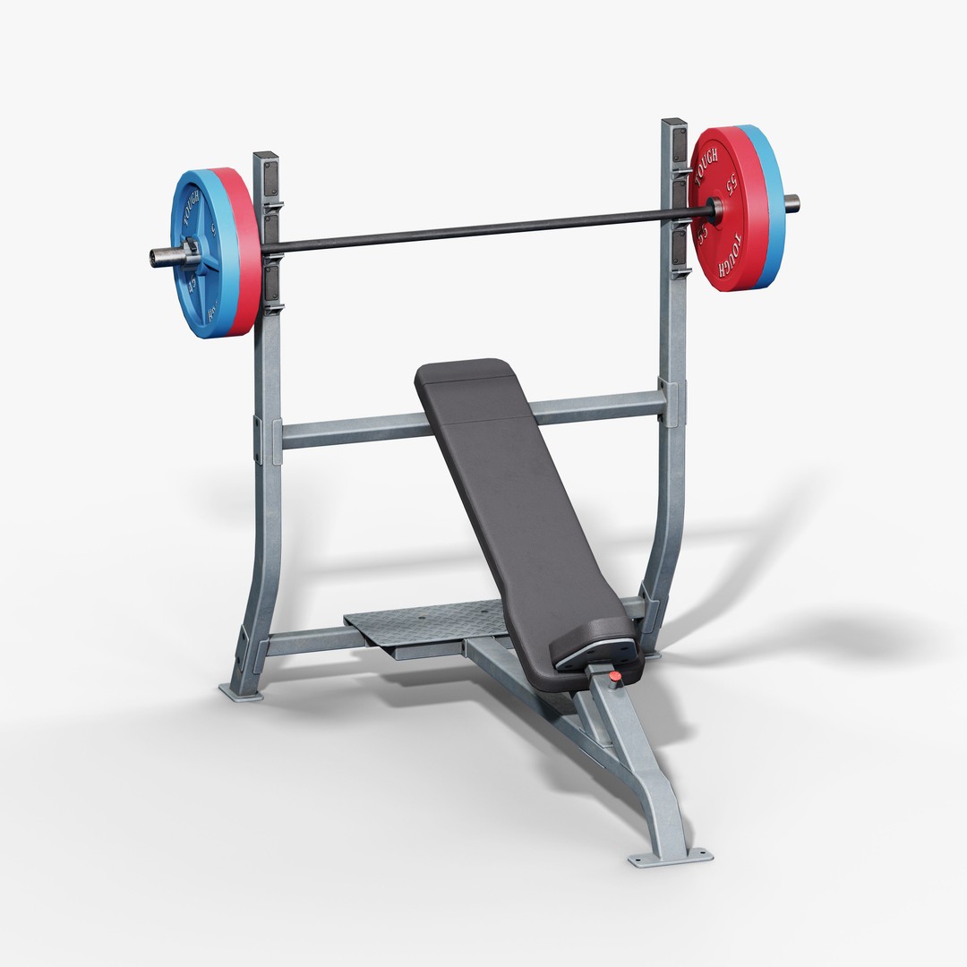 Incline Bench 3D Model – Low Poly Game Asset, FBX & OBJ Formats - View 5