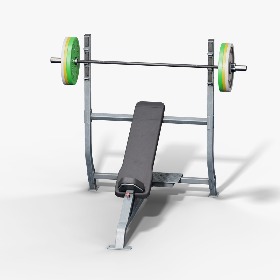 Incline Bench 3D Model – Low Poly Game Asset, FBX & OBJ Formats - View 6