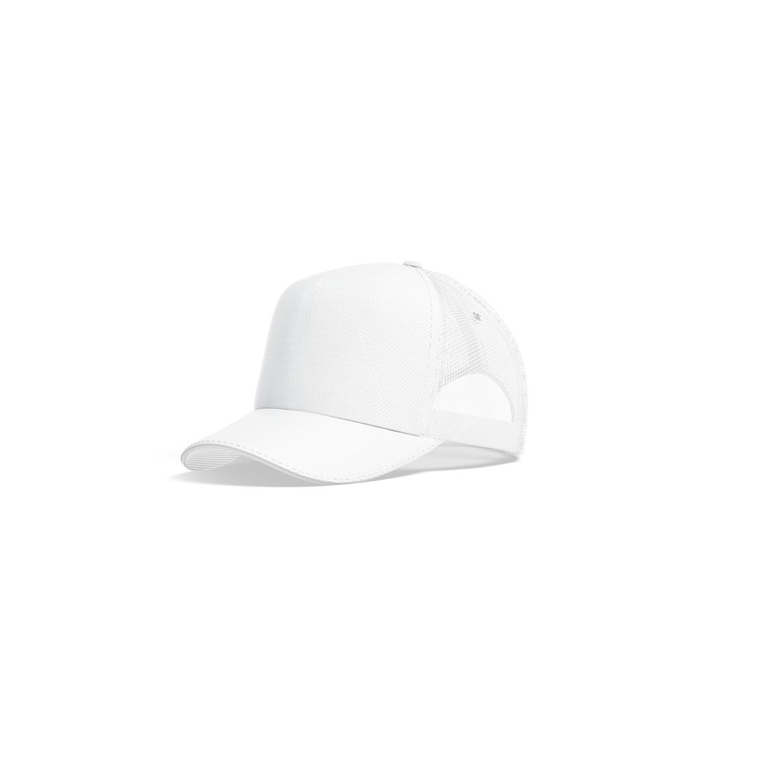 White Trucker Hat 3D Model – Sport Mesh Baseball Cap, FBX, OBJ - View 7