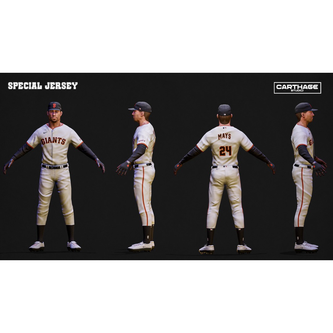 San Francisco Giants Character 3D Model – Low Poly Rigged Baseball Asset, FBX - View 7