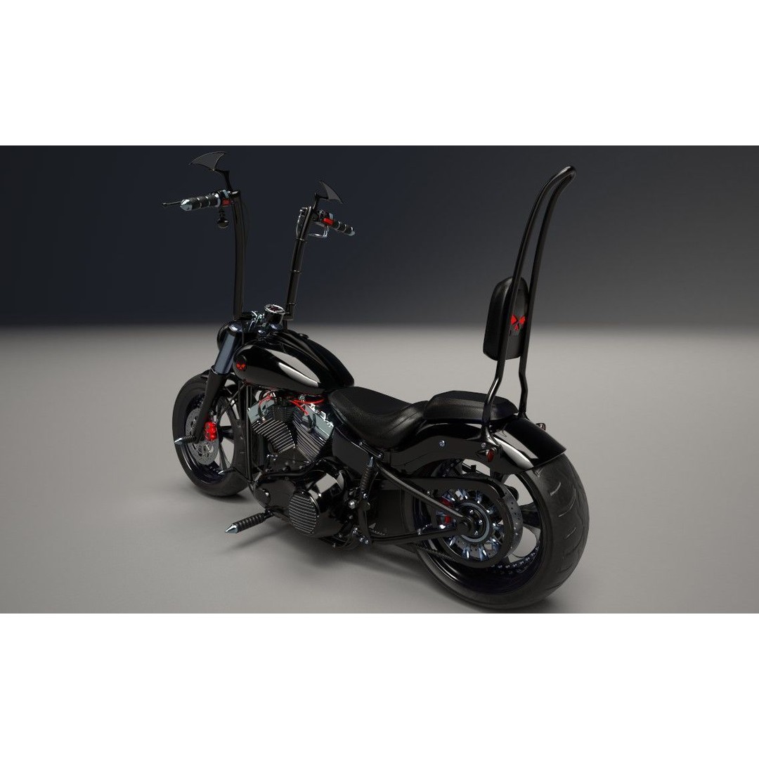 Custom Skull Motorcycle 3D Model – Aggressive Design, FBX, PBR - View 10