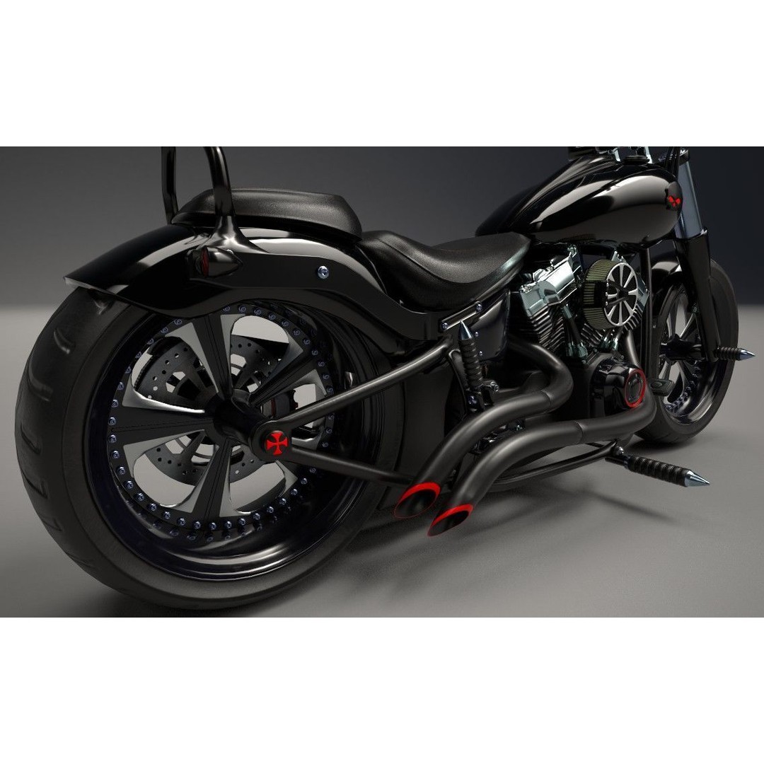 Custom Skull Motorcycle 3D Model – Aggressive Design, FBX, PBR - View 11