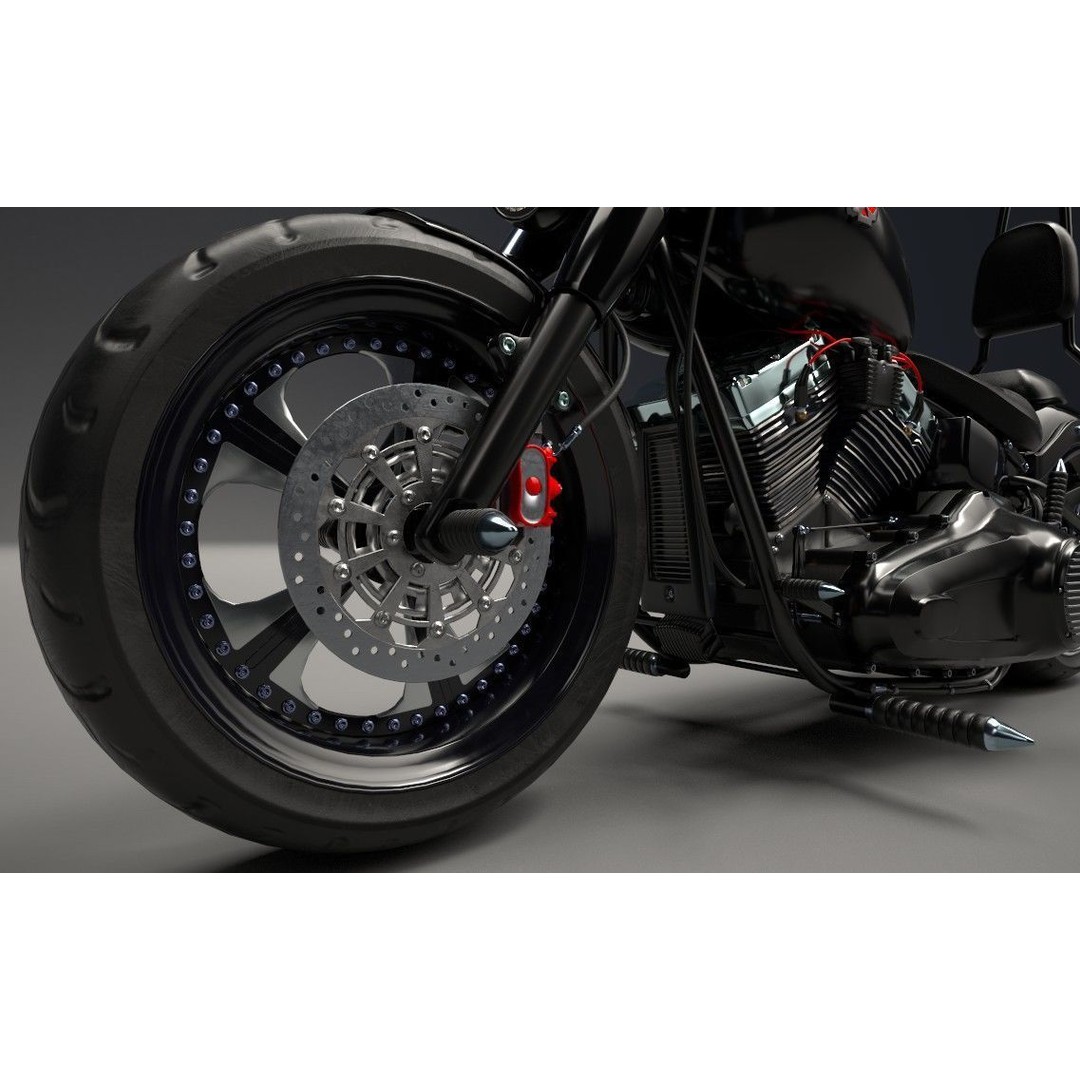 Custom Skull Motorcycle 3D Model – Aggressive Design, FBX, PBR - View 12
