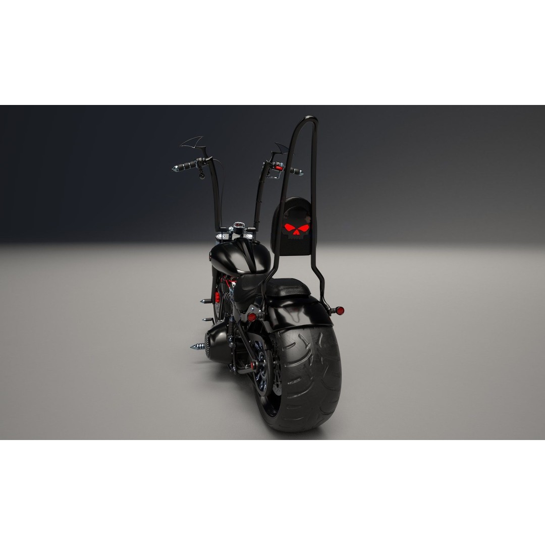 Custom Skull Motorcycle 3D Model – Aggressive Design, FBX, PBR - View 17