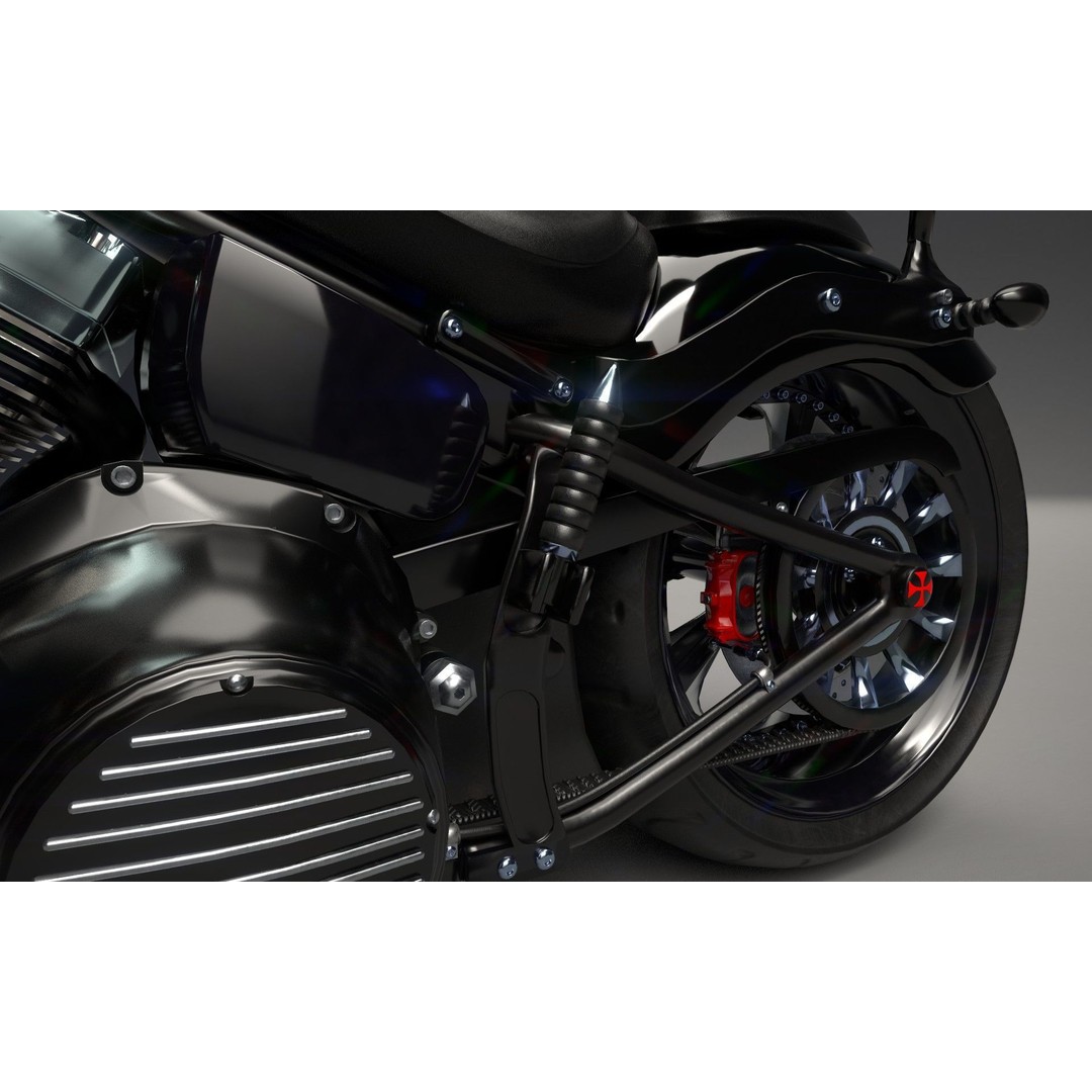 Custom Skull Motorcycle 3D Model – Aggressive Design, FBX, PBR - View 19