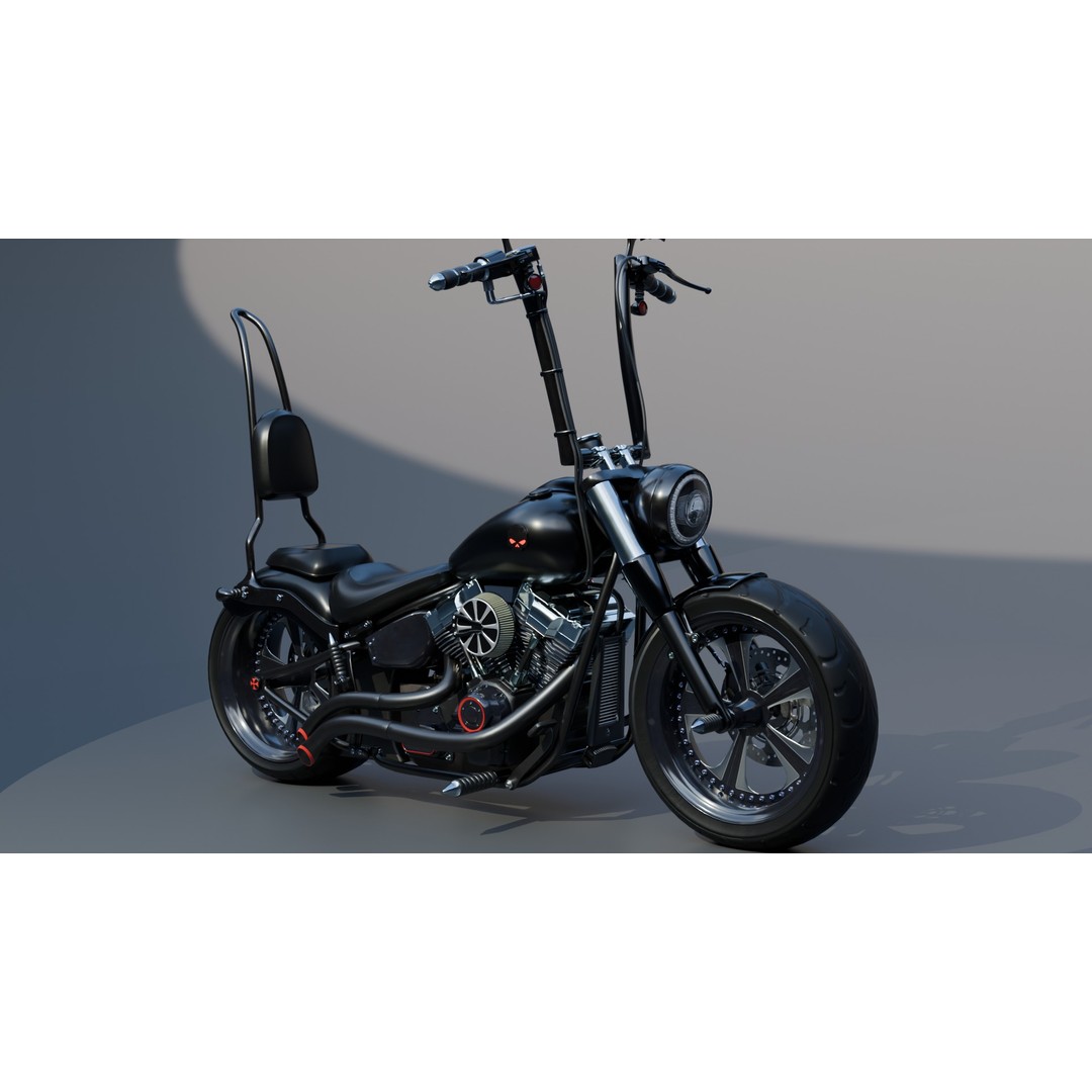 Custom Skull Motorcycle 3D Model – Aggressive Design, FBX, PBR - View 2