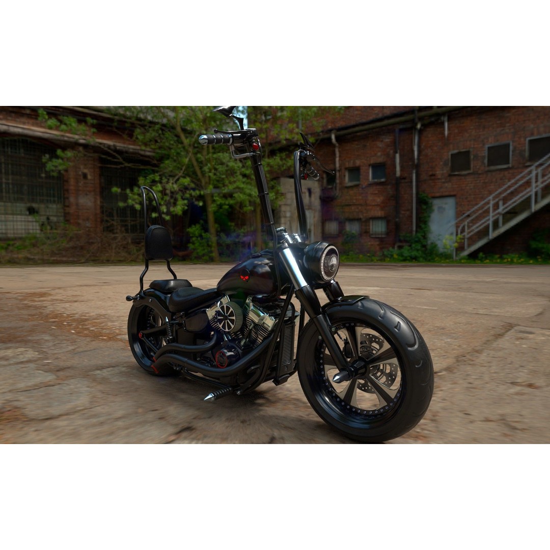 Custom Skull Motorcycle 3D Model – Aggressive Design, FBX, PBR - View 21