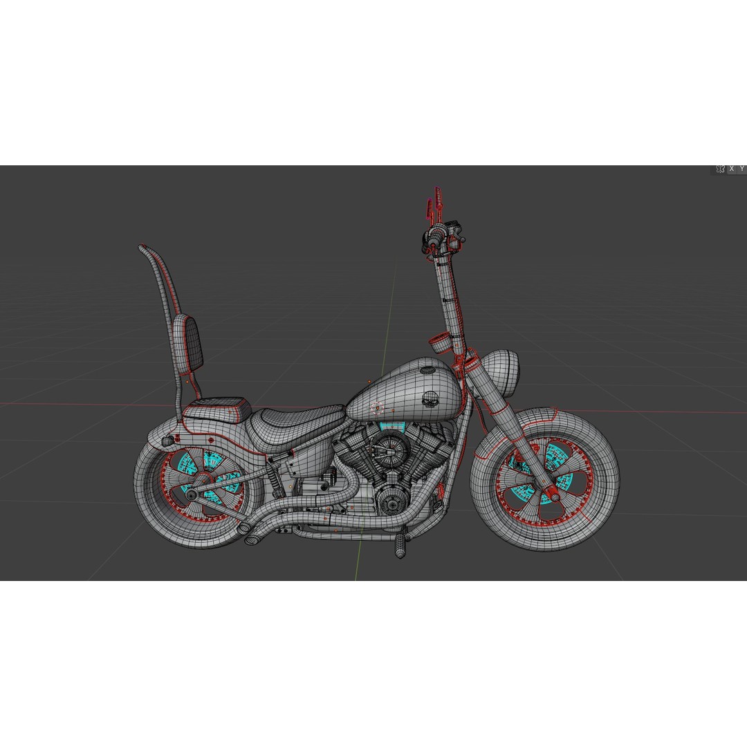 Custom Skull Motorcycle 3D Model – Aggressive Design, FBX, PBR - View 22