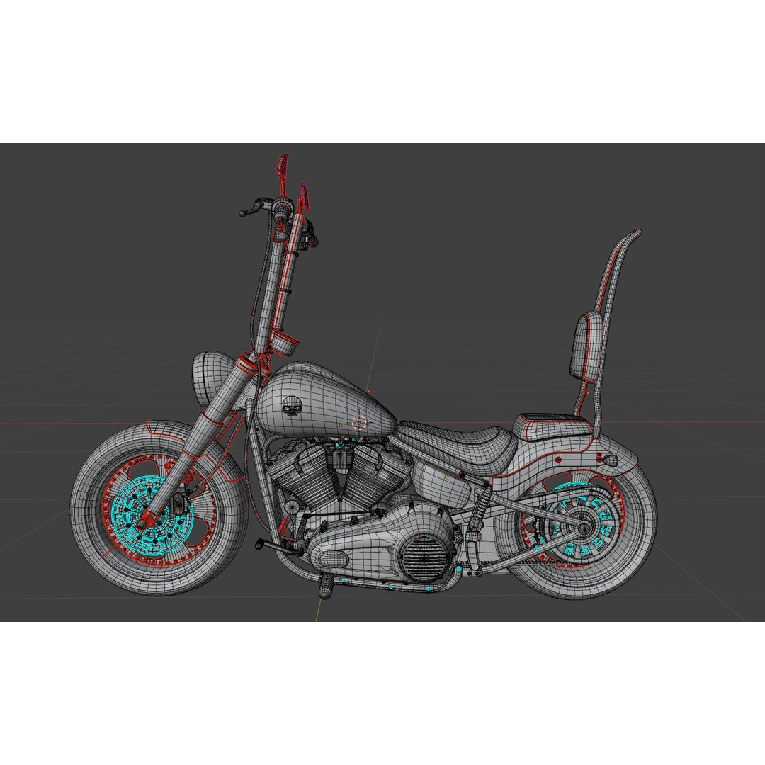 Custom Skull Motorcycle 3D Model – Aggressive Design, FBX, PBR - View 23