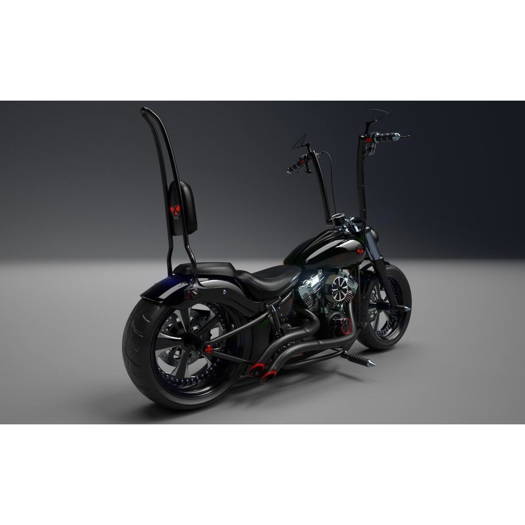 Custom Skull Motorcycle 3D Model – Aggressive Design, FBX, PBR - View 5
