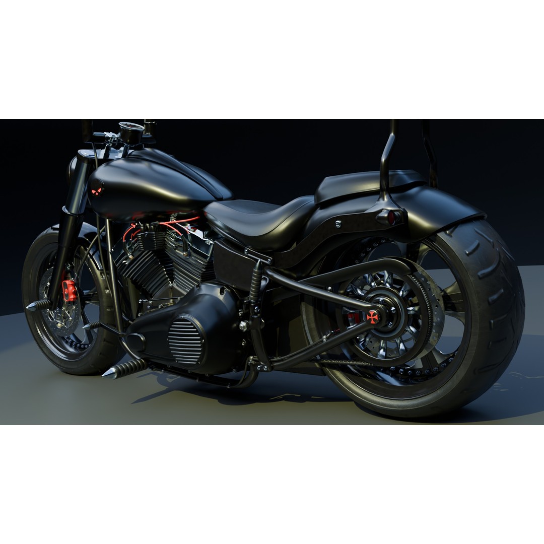 Custom Skull Motorcycle 3D Model – Aggressive Design, FBX, PBR - View 7