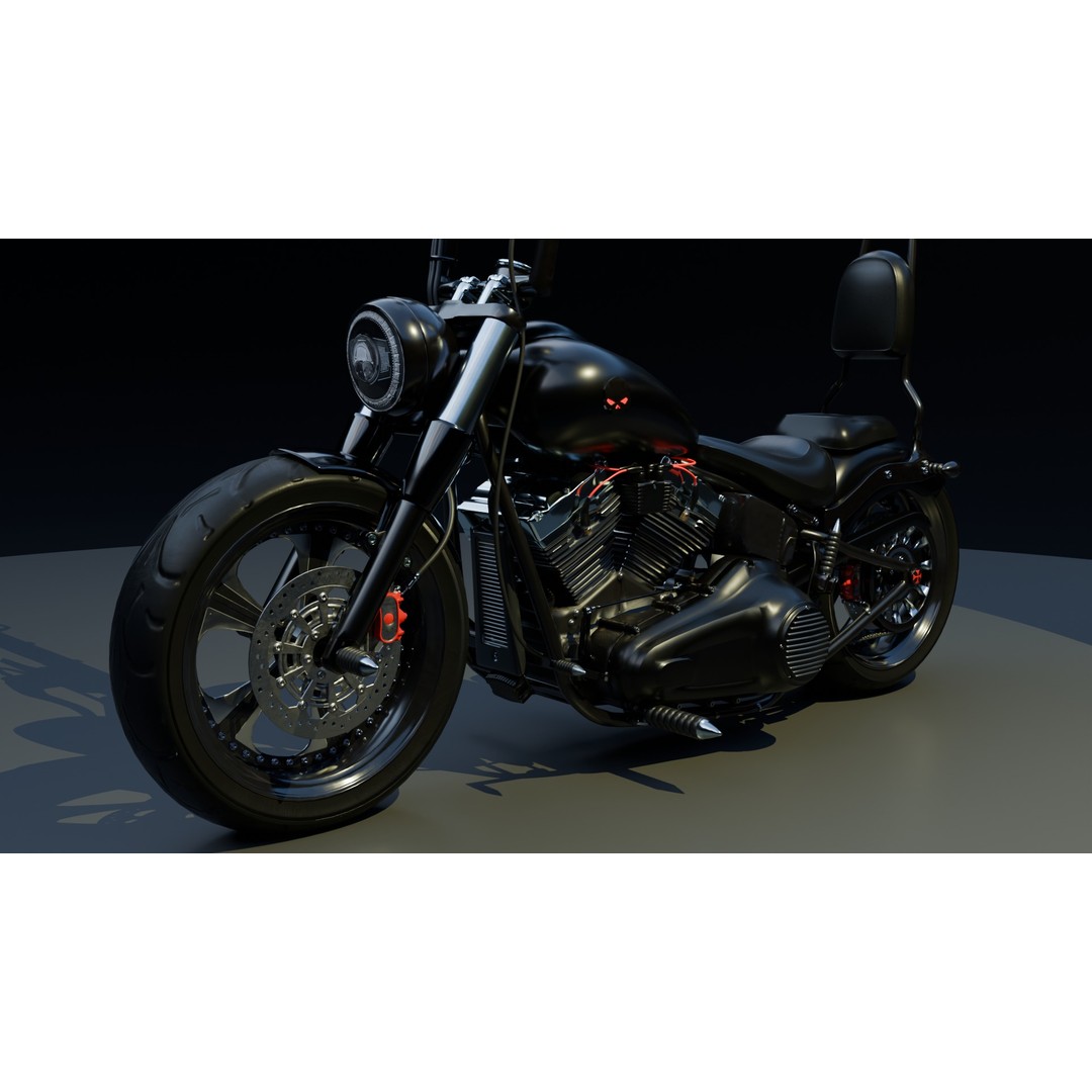 Custom Skull Motorcycle 3D Model – Aggressive Design, FBX, PBR - View 8